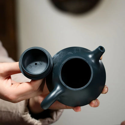 lotus flower carved tea pot with infuser handmade marked Chinese kungfu pot true yixing zisha tianqing clay 240ml shipiao new