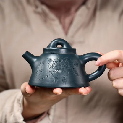 lotus flower carved tea pot with infuser handmade marked Chinese kungfu pot true yixing zisha tianqing clay 240ml shipiao new