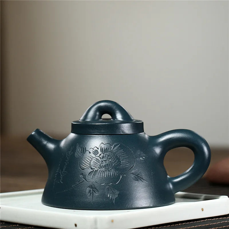 lotus flower carved tea pot with infuser handmade marked Chinese kungfu pot true yixing zisha tianqing clay 240ml shipiao new