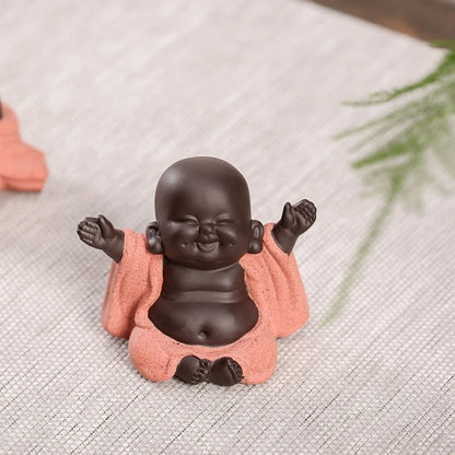 lovely tea pet Chinese yixing zisha purple clay Buddha statue small size table study decoration holiday gift on sales