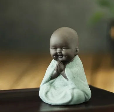 lovely tea pet Chinese yixing zisha purple clay Buddha statue small size table study decoration holiday gift on sales