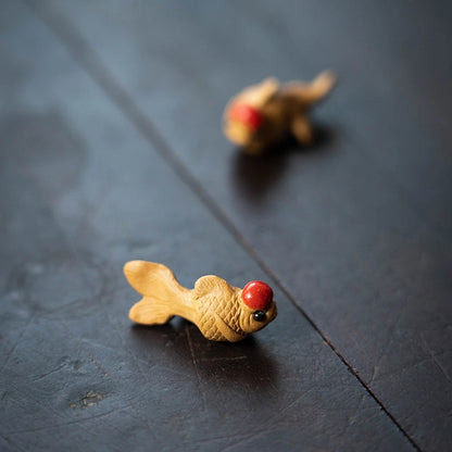 lovely tea pet fish statue half handmade animal miniature size yixing zisha duan clay decoration in pond garden on big sales new