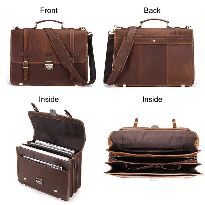 luxury hands s designer messenger Crazy Horse Cow Leather man cow leather document bag