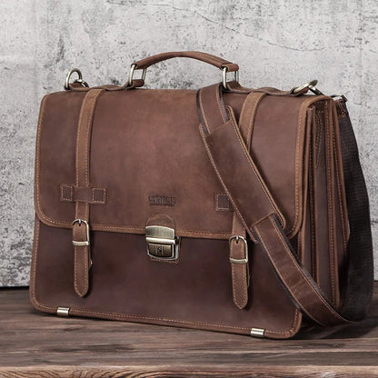luxury hands s designer messenger Crazy Horse Cow Leather man cow leather document bag