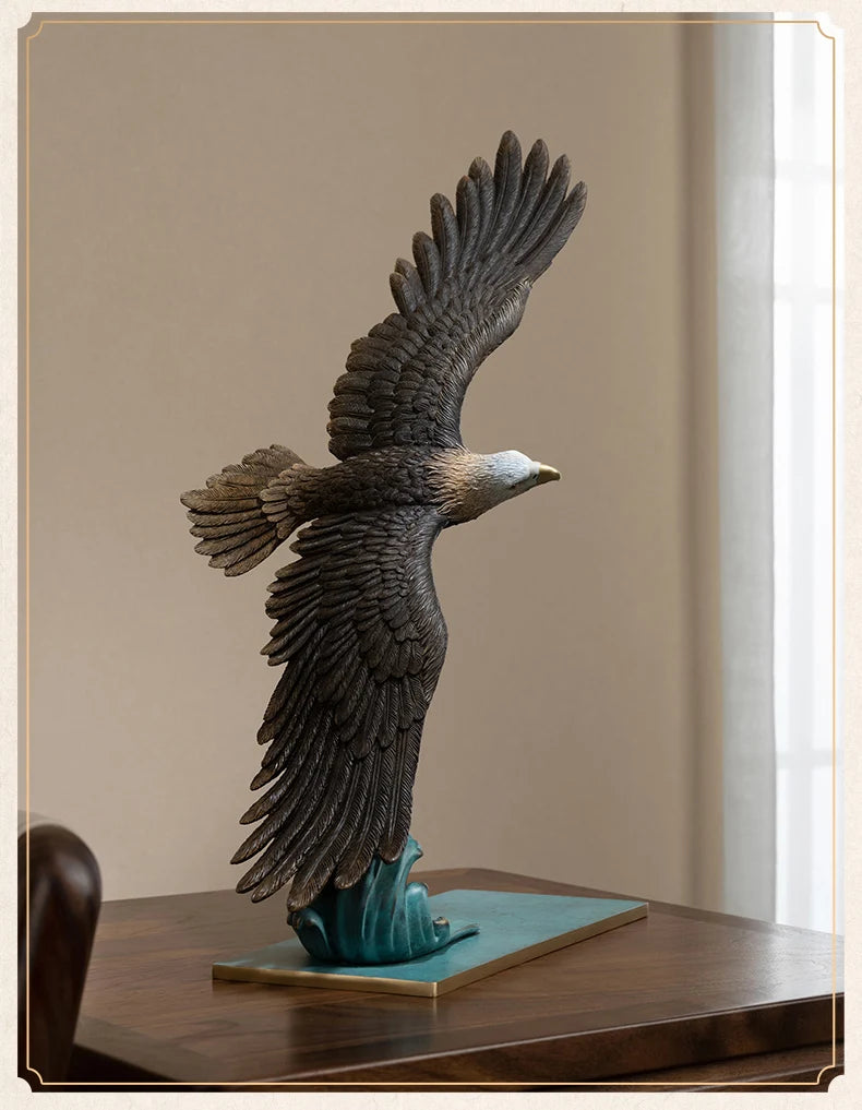 luxury high grade home Company shop Good luck Powerful Eagle bird Mascot bring wealth money thriving business bronze statue