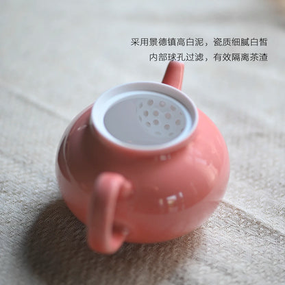 manual spray at the beginning of the jingdezhen peach pink little teapot ceramic teapot kung fu tea pot of household