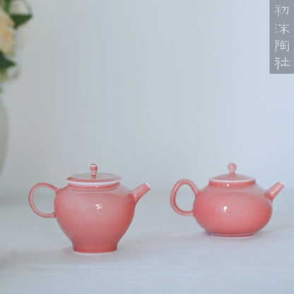 manual spray at the beginning of the jingdezhen peach pink little teapot ceramic teapot kung fu tea pot of household