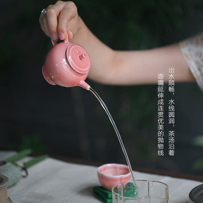 manual spray at the beginning of the jingdezhen peach pink little teapot ceramic teapot kung fu tea pot of household