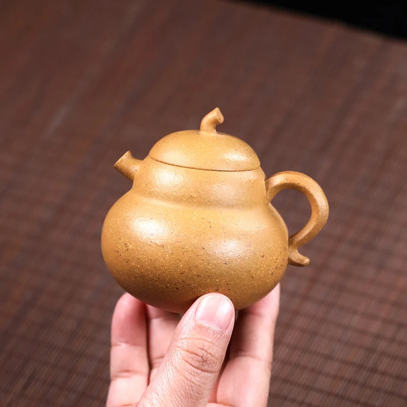 marked tea pot original ore real yixing zisha duan clay pot marked handmade one single hole 120ml small gourd shape design new