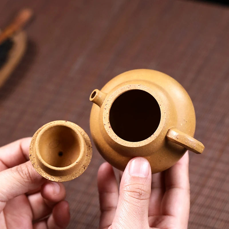 marked tea pot original ore real yixing zisha duan clay pot marked handmade one single hole 120ml small gourd shape design new