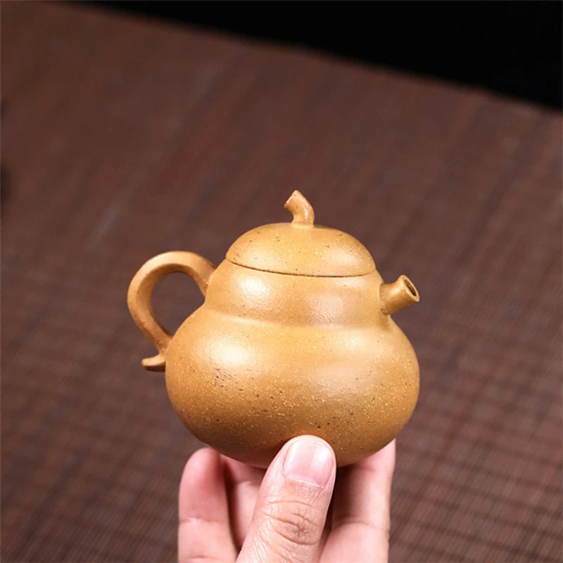 marked tea pot original ore real yixing zisha duan clay pot marked handmade one single hole 120ml small gourd shape design new