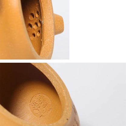 marked tea pot real yixing zisha duan clay bamboo carved WenDan pots Chinese kungfu pot with 7 infuser holes 6.8oz