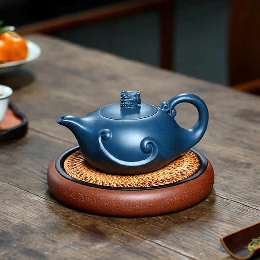 marked tea pot real yixing zisha tianqing clay dragon statue on lid 14 infuser holes 430ml made in China on sales free shipping