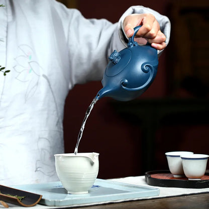 marked tea pot real yixing zisha tianqing clay dragon statue on lid 14 infuser holes 430ml made in China on sales free shipping