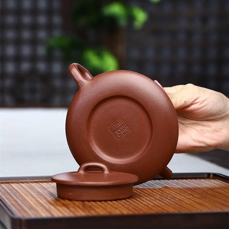 marked tea pot with 7 infuser holes handmade craft bamboo Chinese character Zen style kungfu pot 270ml true yixing zisha clay