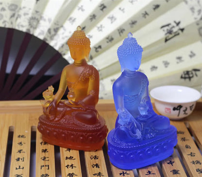 medicine guru buddha Coloured glaze ornaments pharmacists buddha resin  Eliminate the evil out protect buda figure STATUE