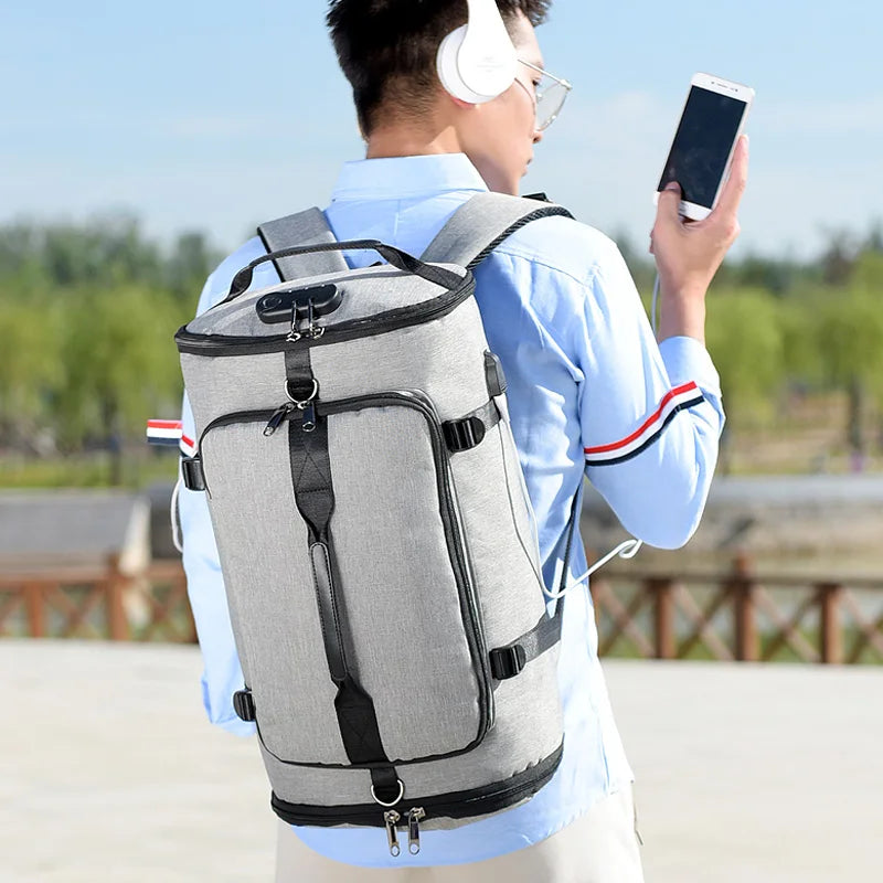 men large travel backpack Anti-theft backpack password lock smart backpack usb charge male backpacks with luggage belt schoolbag