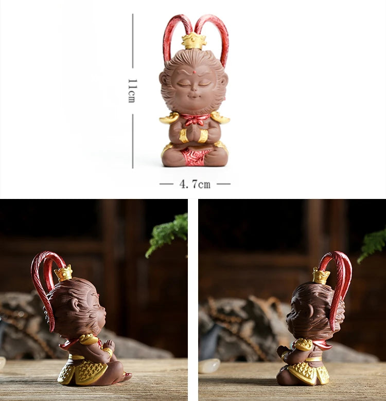 monkey king statue home decoration handmade yixing zisha purple clay tea pet creative table ornament tea play small size new