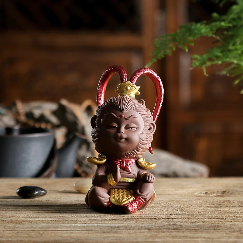 monkey king statue home decoration handmade yixing zisha purple clay tea pet creative table ornament tea play small size new