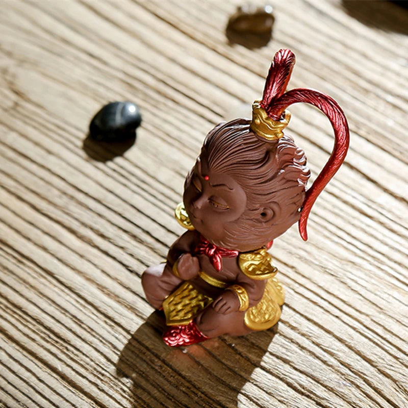 monkey king statue home decoration handmade yixing zisha purple clay tea pet creative table ornament tea play small size new