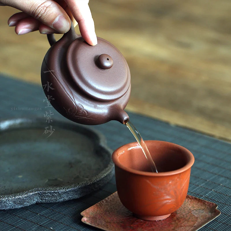monohydrate hall are recommended by hand small tea pot set archaize purple clay pot pot of household 150 cc ball hole