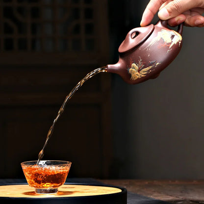 monohydrate recommended pure manual undressed ore JingZhou purple clay stone gourd ladle pot famous teapot tea gifts
