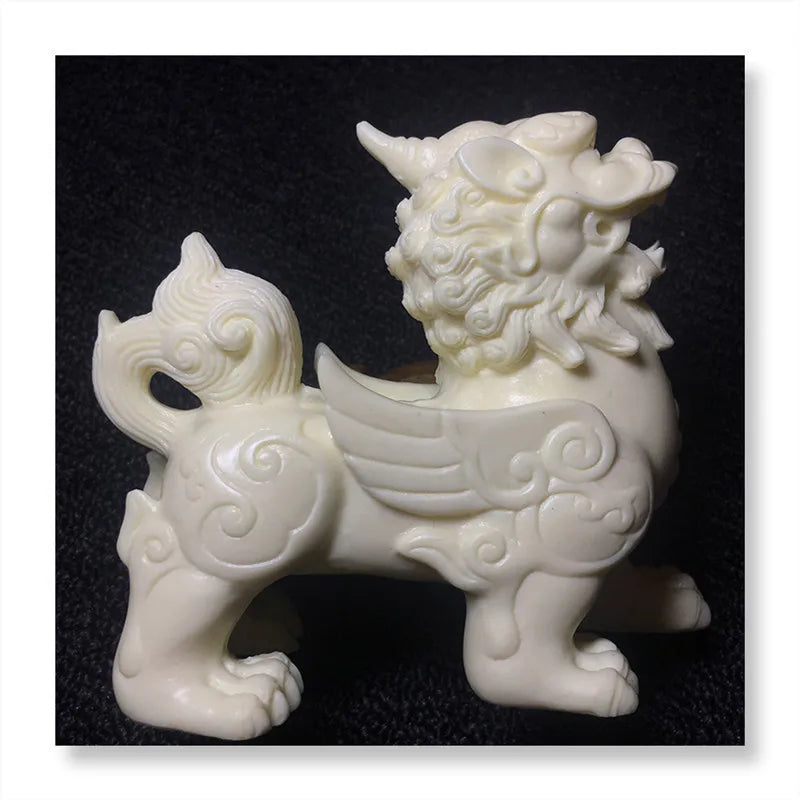 mythical wild animal sculpture white hand-carved evil spirits home decoration accessories attic office decoration gifts One pair
