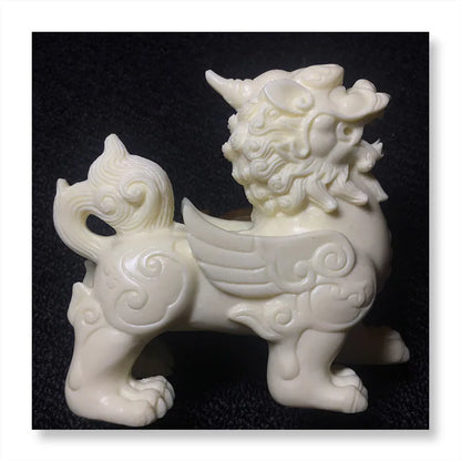mythical wild animal sculpture white hand-carved evil spirits home decoration accessories attic office decoration gifts One pair