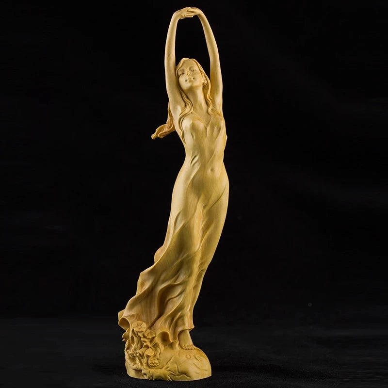 new Boxwood Carving Beauty Decoration Character Statue Artwork Beauty Modern Chinese Home Living Room Decoration Gift