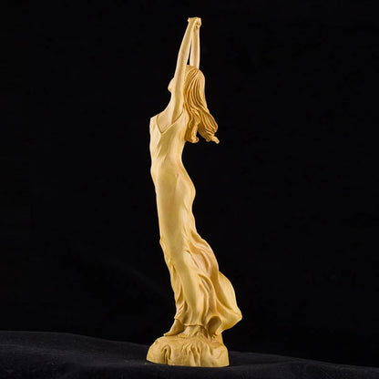 new Boxwood Carving Beauty Decoration Character Statue Artwork Beauty Modern Chinese Home Living Room Decoration Gift