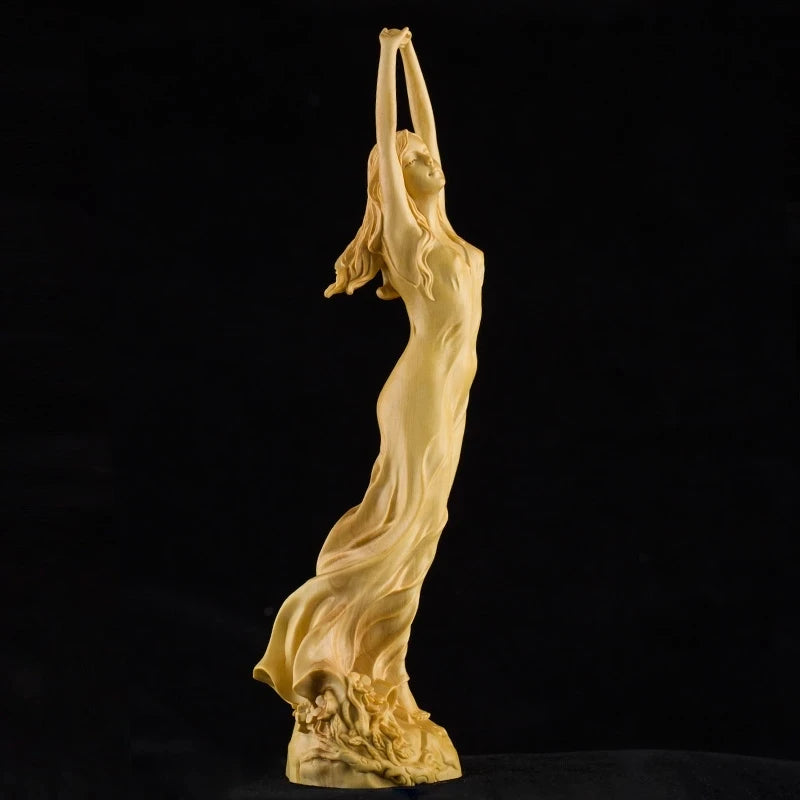 new Boxwood Carving Beauty Decoration Character Statue Artwork Beauty Modern Chinese Home Living Room Decoration Gift