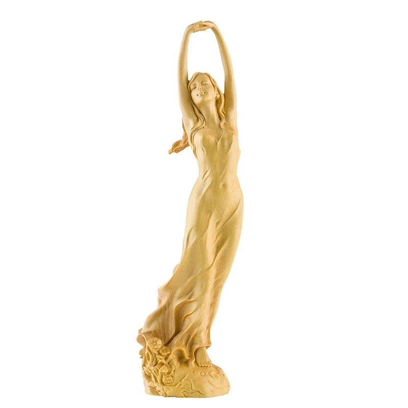 new Boxwood Carving Beauty Decoration Character Statue Artwork Beauty Modern Chinese Home Living Room Decoration Gift
