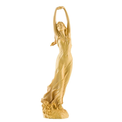new Boxwood Carving Beauty Decoration Character Statue Artwork Beauty Modern Chinese Home Living Room Decoration Gift