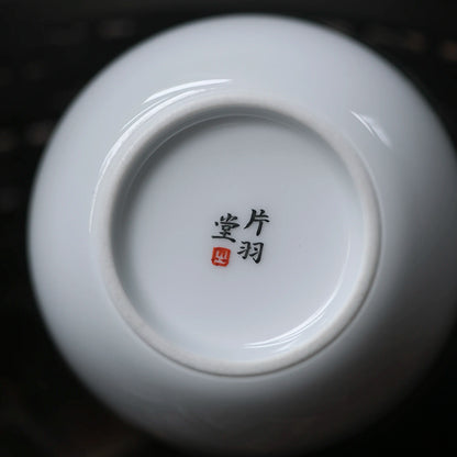 of feather hall jingdezhen porcelain white porcelain hand-painted master cup kung fu tea cups large sample tea cup