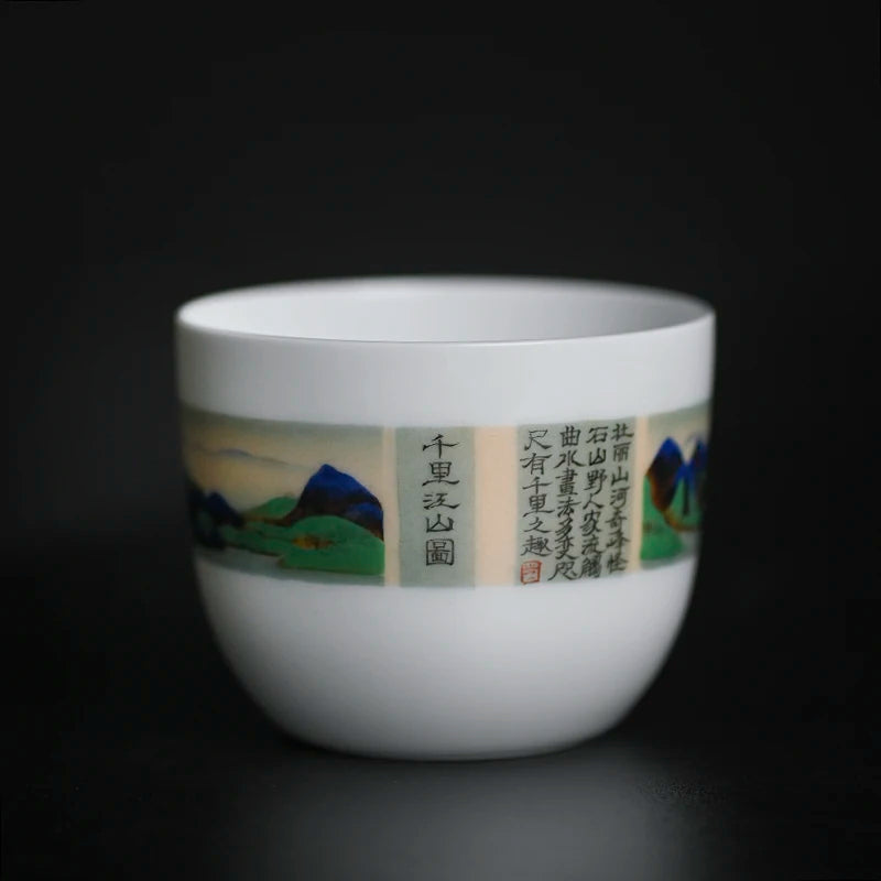 of feather hall jingdezhen porcelain white porcelain hand-painted master cup kung fu tea cups large sample tea cup