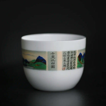 of feather hall jingdezhen porcelain white porcelain hand-painted master cup kung fu tea cups large sample tea cup