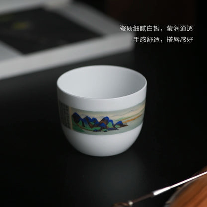 of feather hall jingdezhen porcelain white porcelain hand-painted master cup kung fu tea cups large sample tea cup