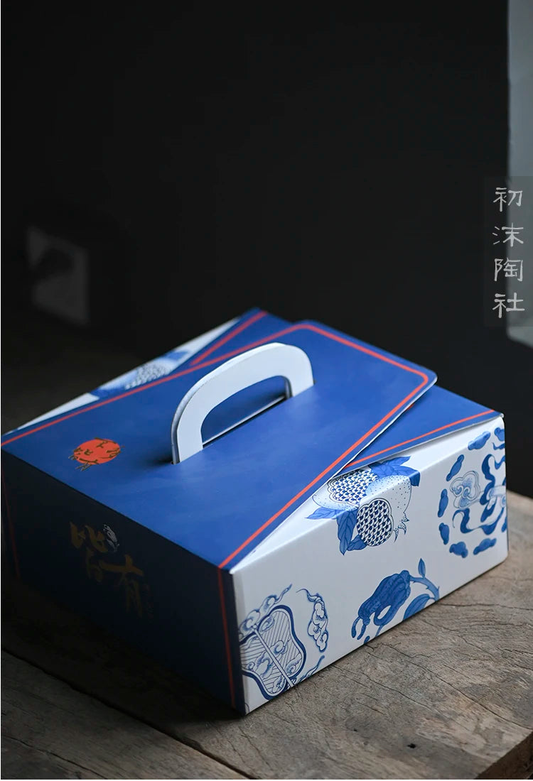 of the jingdezhen blue and white small hand-painted blue glass glass coffee cup pig koubei clear glass Japanese tea set