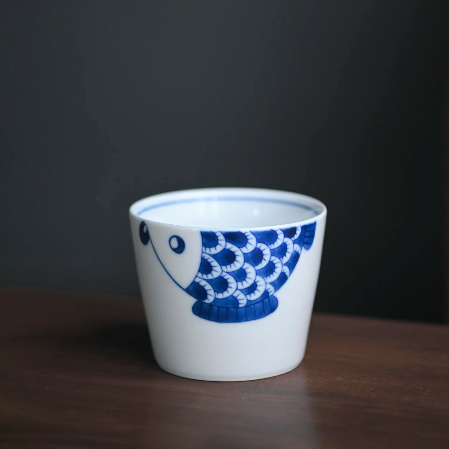 of the jingdezhen blue and white small hand-painted blue glass glass coffee cup pig koubei clear glass Japanese tea set