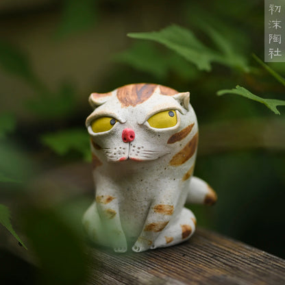 of the jingdezhen ceramic coarse pottery manual hand-painted tea pet cat tea place to live in a strange incense