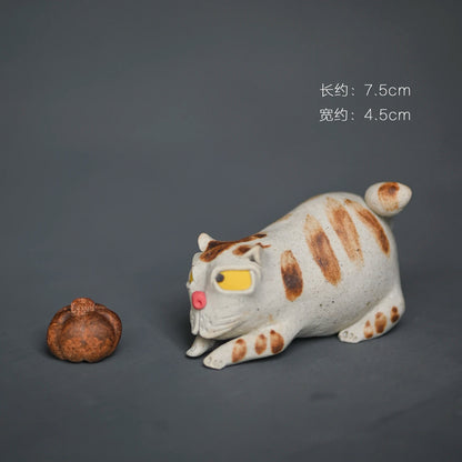 of the jingdezhen ceramic coarse pottery manual hand-painted tea pet cat tea place to live in a strange incense