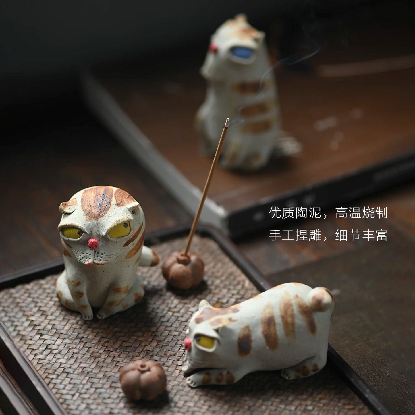 of the jingdezhen ceramic coarse pottery manual hand-painted tea pet cat tea place to live in a strange incense