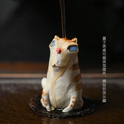 of the jingdezhen ceramic coarse pottery manual hand-painted tea pet cat tea place to live in a strange incense