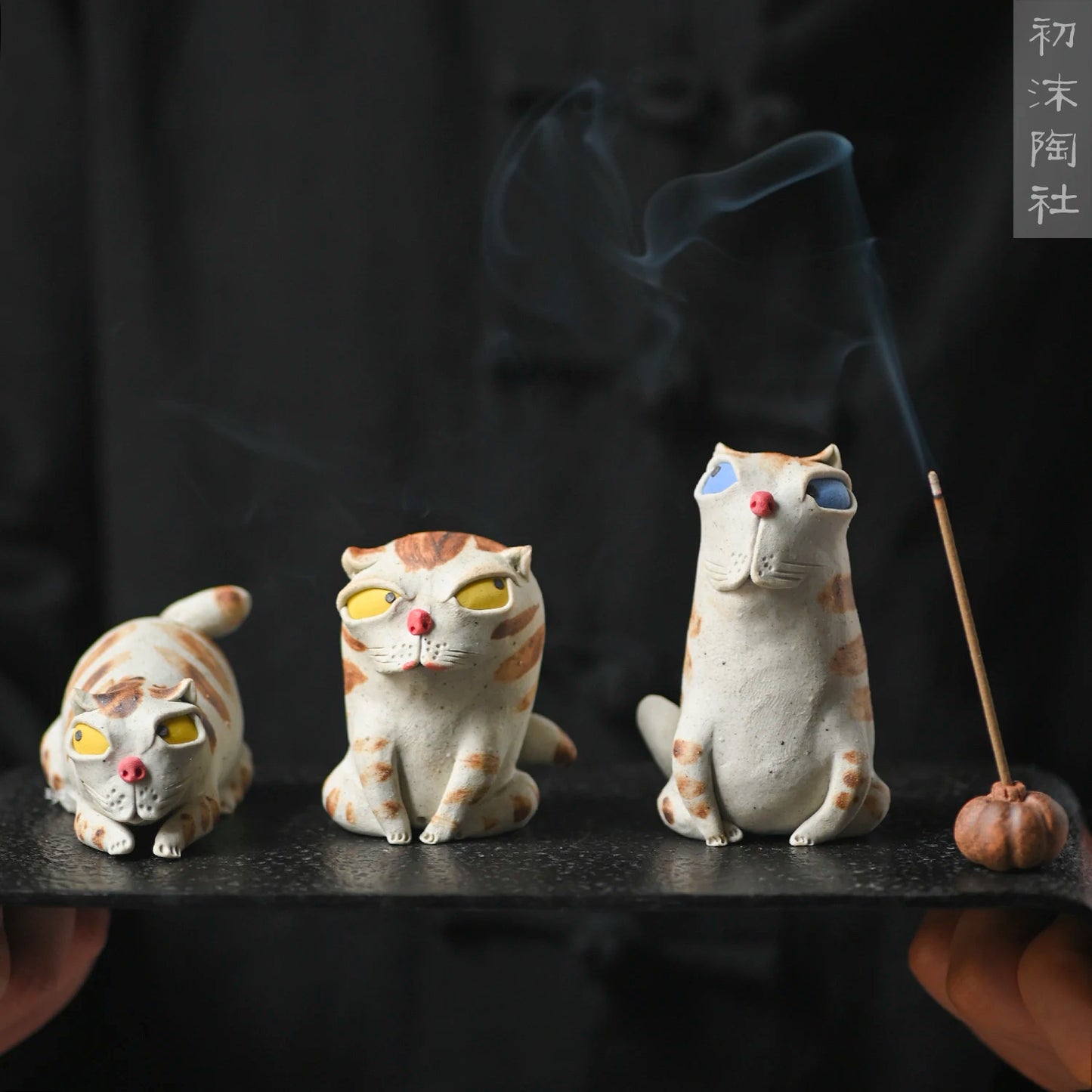of the jingdezhen ceramic coarse pottery manual hand-painted tea pet cat tea place to live in a strange incense