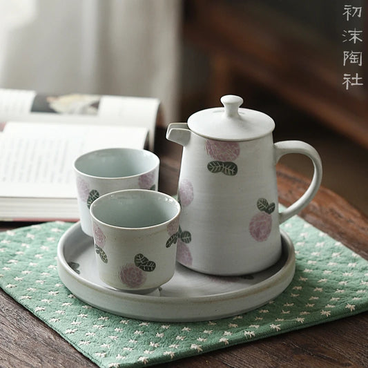 of the jingdezhen ceramic teapot hand-painted hydrangea cool domestic large capacity coffee pot of water kettle