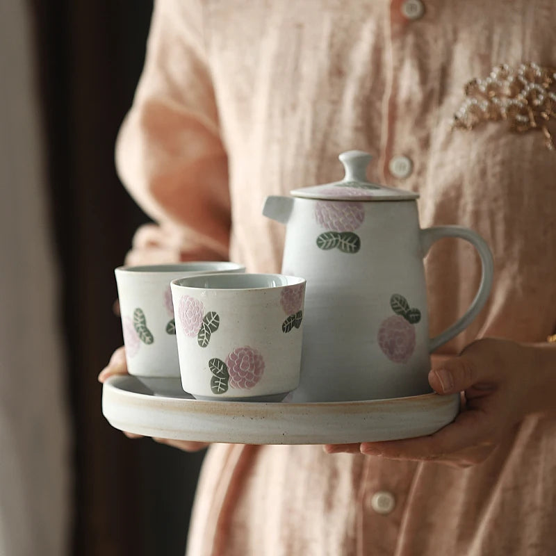 of the jingdezhen ceramic teapot hand-painted hydrangea cool domestic large capacity coffee pot of water kettle