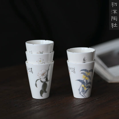 of the jingdezhen teacups hand-painted ceramic poems manual sample tea cup fragrance-smelling cup cup master cup