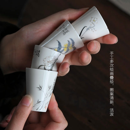 of the jingdezhen teacups hand-painted ceramic poems manual sample tea cup fragrance-smelling cup cup master cup
