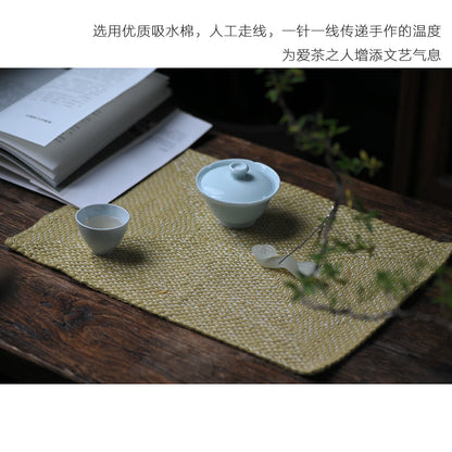 of the jingdezhen thorn mat mat mat hand embroidered tea son hand dyed fabric by hand sewing plants insulation pad