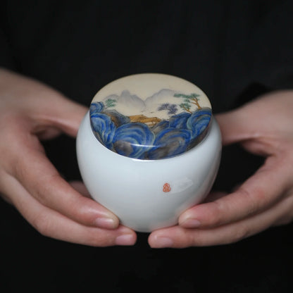 of the piece of feather hall far camellia warehouse hand-painted ceramic caddy mini portable small store and POTS